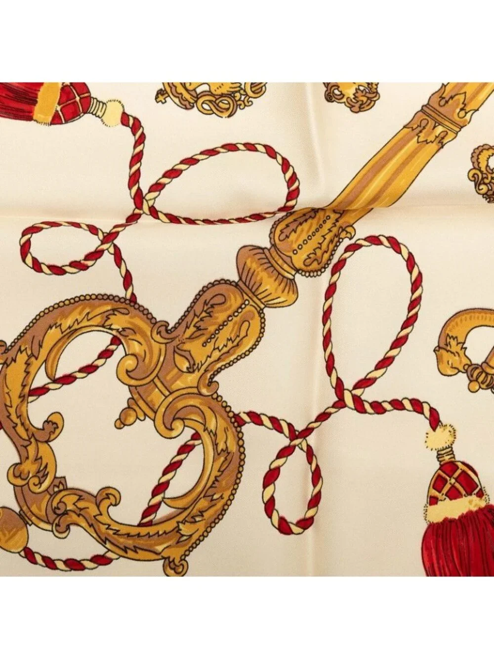 Hermes Carre 90 les Cles Key Scarf Beige Multicolor Silk